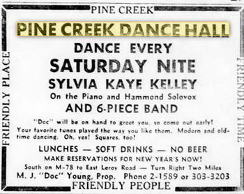 Pine Creek Dance Hall - 15 Dec 1950 Ad (newer photo)